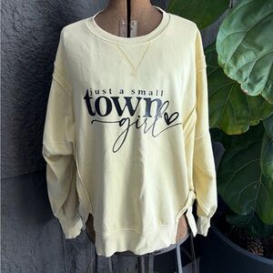 Just a Small Town Girl Yellow Graphic Sweatshirt